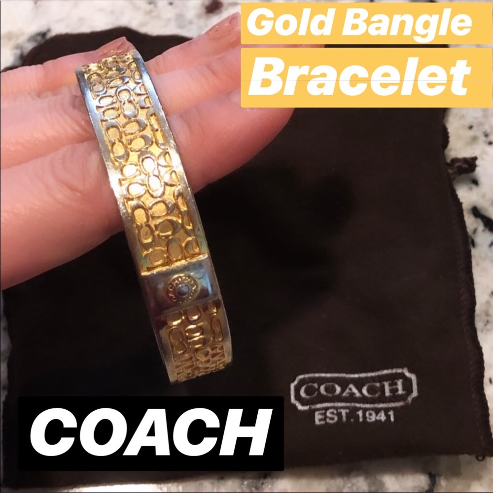 18kg Gold coach Bangle Monogram Bracelet Womens